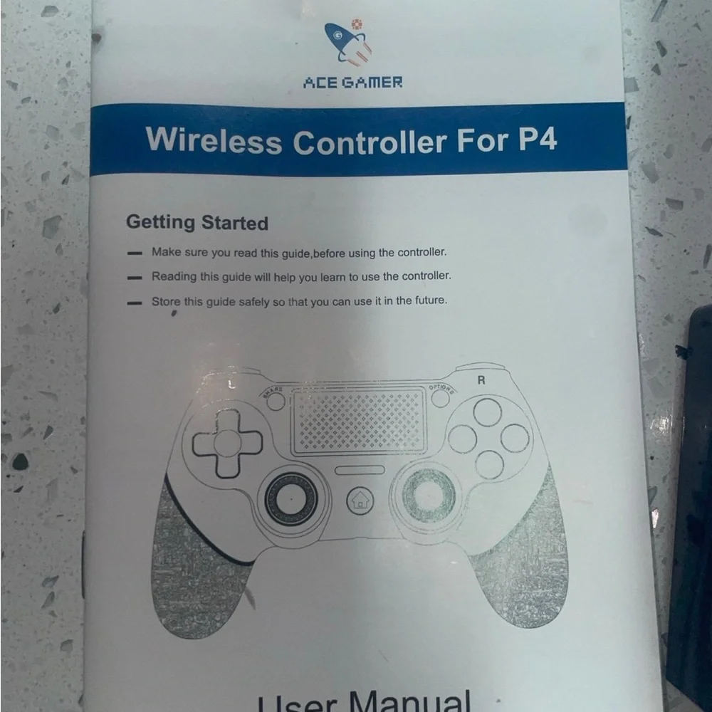 Wireless Game Controller with Blue Lightning Design